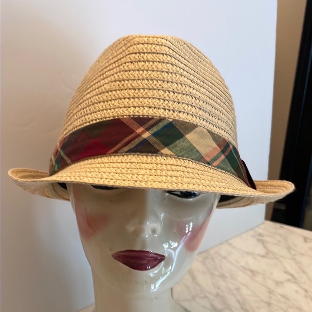 Polo by Ralph Lauren Tan Straw Hat with Plaid Band